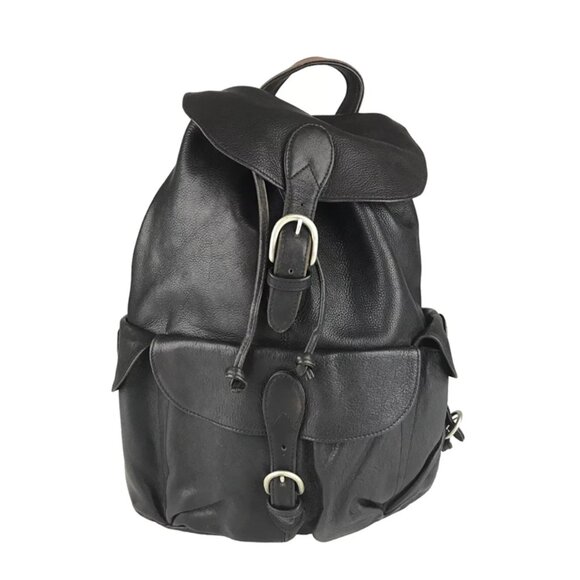 London Fog Backpack Womens Brown Leather Drawstring Adjustable Strap Buckle‎ - Picture 1 of 8